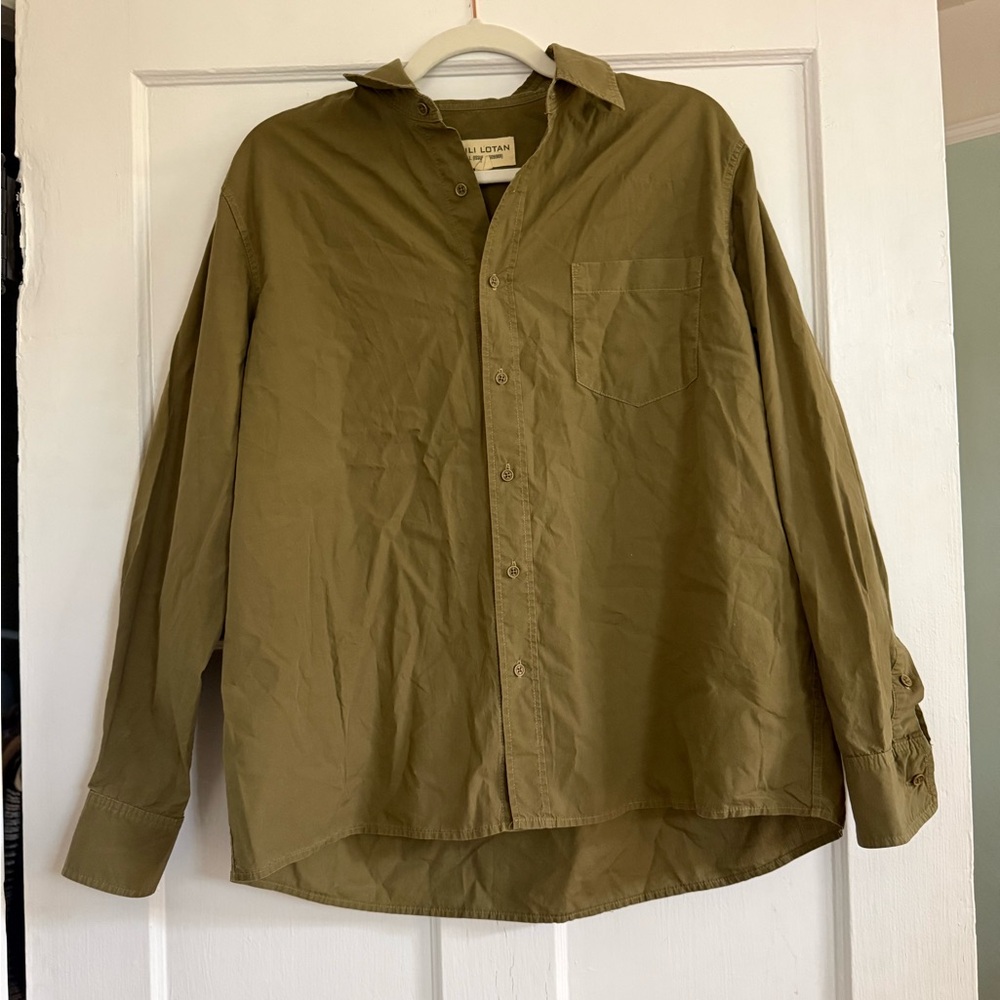 Nili Lotan Olive Green Telma button down